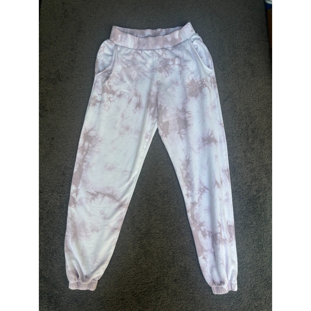 Victoria Jogger Pants Women's Small White Tie Dye Cotton Elastic Waist Pull On